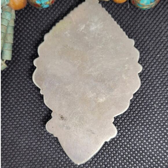 Traditional Moroccan Berber Beaded Necklace with Turquoise and‎ Coral Accents - Picture 3 of 10